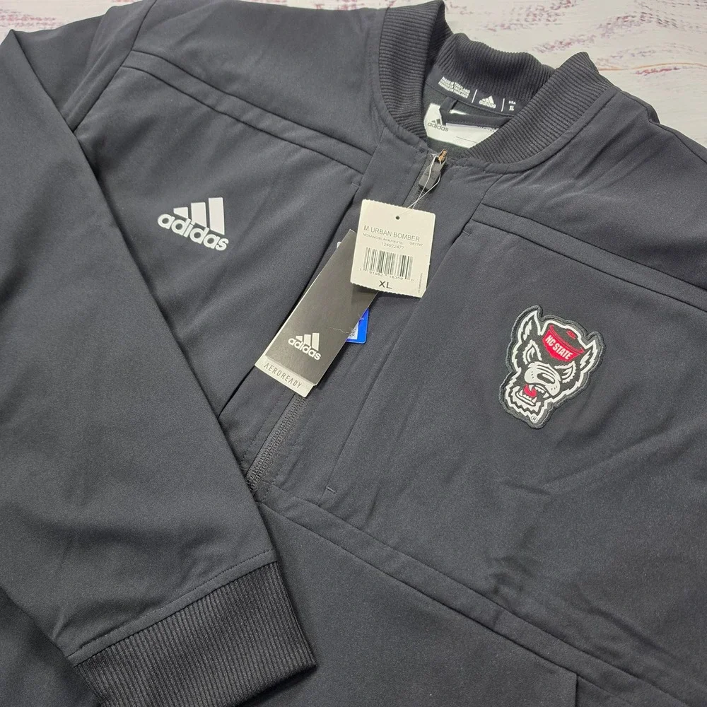 Adidas Urban Bomber Jacket Mens XL Black NWT NC State Wolfpack Aeroready